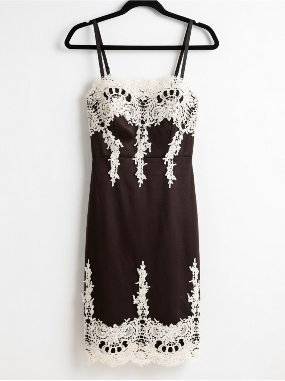 Haute Monde Black Mini Dress with Cream Lace